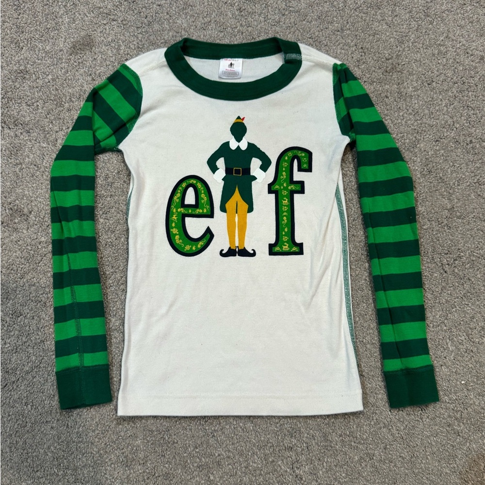 Hanna Andersson ELF Christmas Organic Long John Pajama Top size 120 (U.S. 6-7)